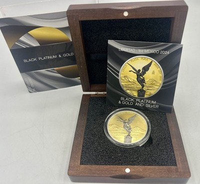 Libertad 2024 Mexico 1 oz .999 Silver Coin Black Platinum & Gold Finish