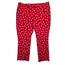 NWT Lands End Mid Rise Straight Leg Womens Pants Crop Size 18 Floral Whimsical