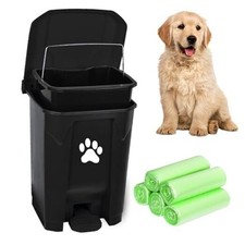 Outdoor Dog Poop Trash Can, Dog Waste Trash Can for 20L Black-Green Bag