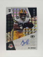 AJ Dillon 2020 Panini Mosaic Silver Mosaic Prizm Rookie Auto Card #RA26. rookie card picture