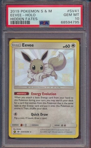 2019 Pokemon Sun & Moon Hidden Fates #SV41 Eevee-Holo Hidden Fates PSA 10