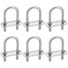 6 Pack Round U-Bolts, Stainless Steel U-Bolts with Frame Plates and Nuts, 1"/...