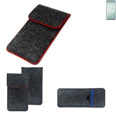 Filz Hülle für Sharp Aquos Wish4 dunkelgrau roter Rand Case Tasche Schutz Hül
