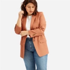 Everlane Burnt Orange Cotton-Linen Blazer Size 14