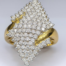 Spectacular 18ct Yellow Gold Diamond Cluster Ring 1.00ct 8.1g Hallmarked Size N