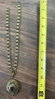 VINTAGE COSTUME JEWELRY / GOLD TONE Book Chain  LOCKET NECKLACE / AMETHYST