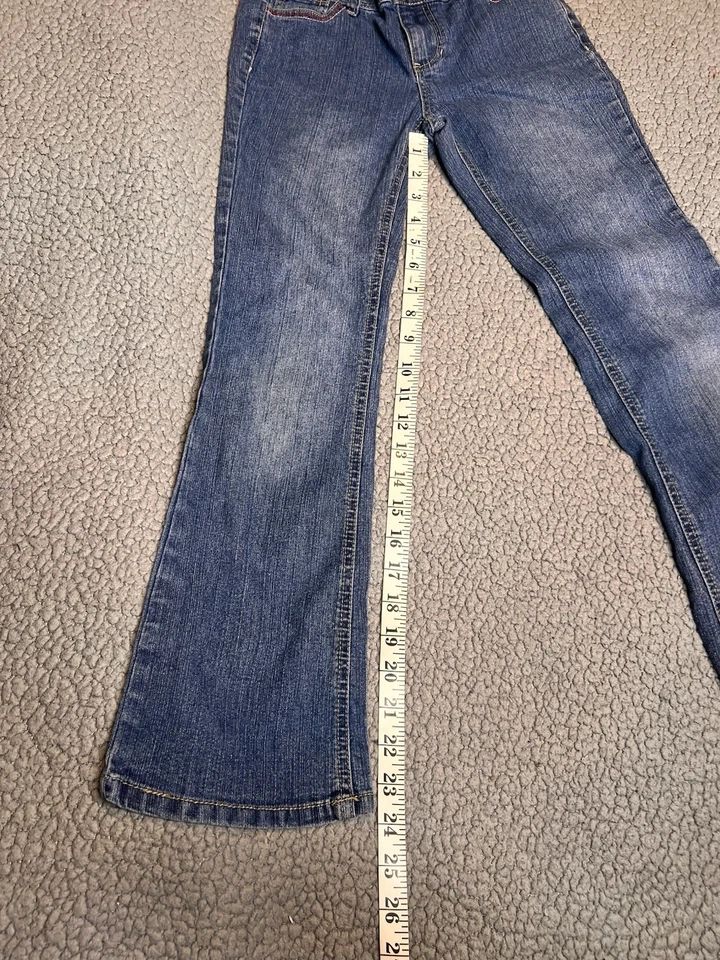 Vintage Faded Glory Denim Jeans Little Girls Size 10 With Hearts - Image 4 of 4
