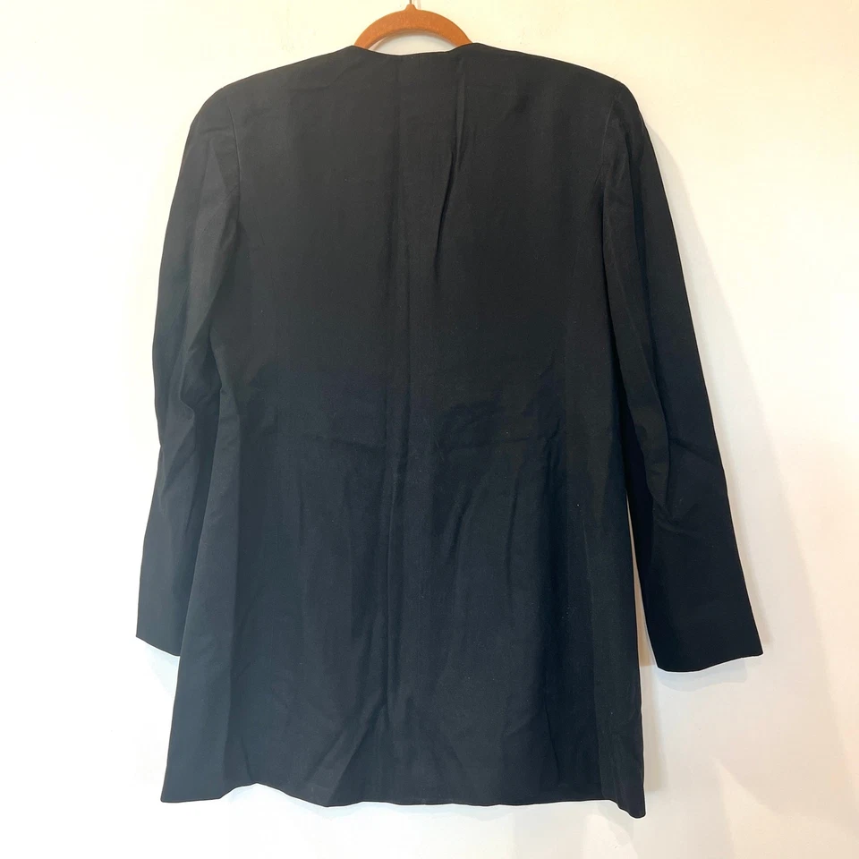 Blazer De Colección Henri Bendel 100% Seda Línea Larga Talla 8 Negro  Foto 2 de 4