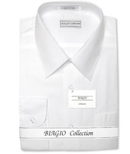Biagio Mens 100 COTTON Solid WHITE Color Dress Shirt sz 17 36/37
