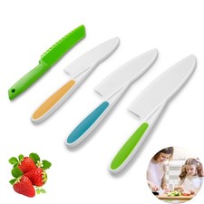 kids knife set for real cooking - 4PCS Toddler Knife Set, BPA-Free Plastic Sa...