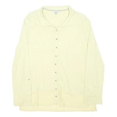 WHITE STUFF Chemise Manches Longues Col Boutonné Crème Coton Mélangé UK 16 - Photo 1/4