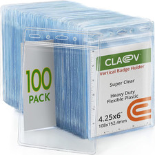 Durable Vertical 4X6 Passport  Card Holders, 100 Pack, Clear Plastic