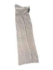 PrettyLittleThing Silver Metallic Glitter One Shoulder Knit Stretch Maxi Dress 6
