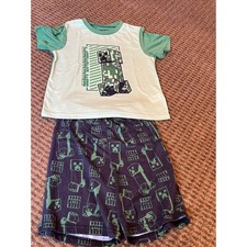   Minecraft Creeper Pajama Set 2 pieces polyester Boys Size 8 EUC   
