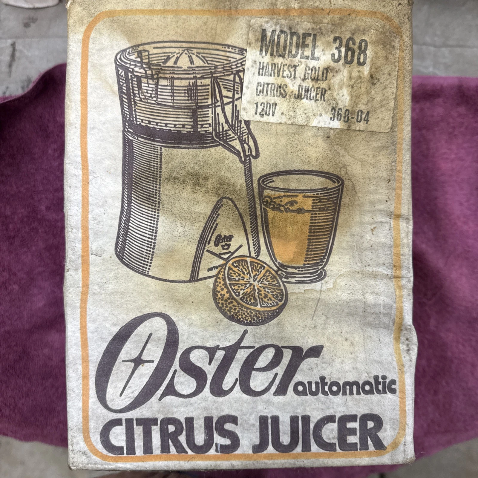 Oster Automatic Citrus Juicer Golden Harvest Model 368 New In Box Vintage Sealed