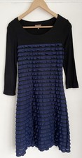 Phase Eight Black Blue Ruffle Bodycon Dress UK 8