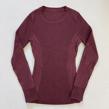 Lululemon Women Redwood So Merlot Merino Wool Feeling Balanced Sweater Top 2