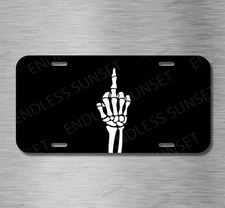 NEW FU Skeleton Bone Hand Middle Finger Rock Punk License Plate CAR SUV Truck