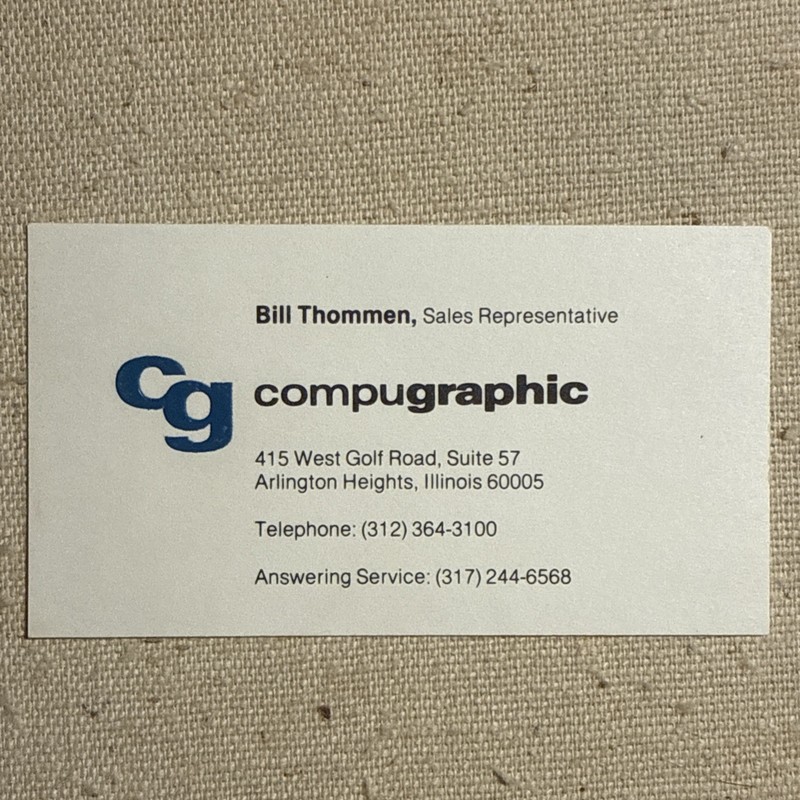 Vintage Business Card Compugraphics Computer Arlington Heights Illinois IL