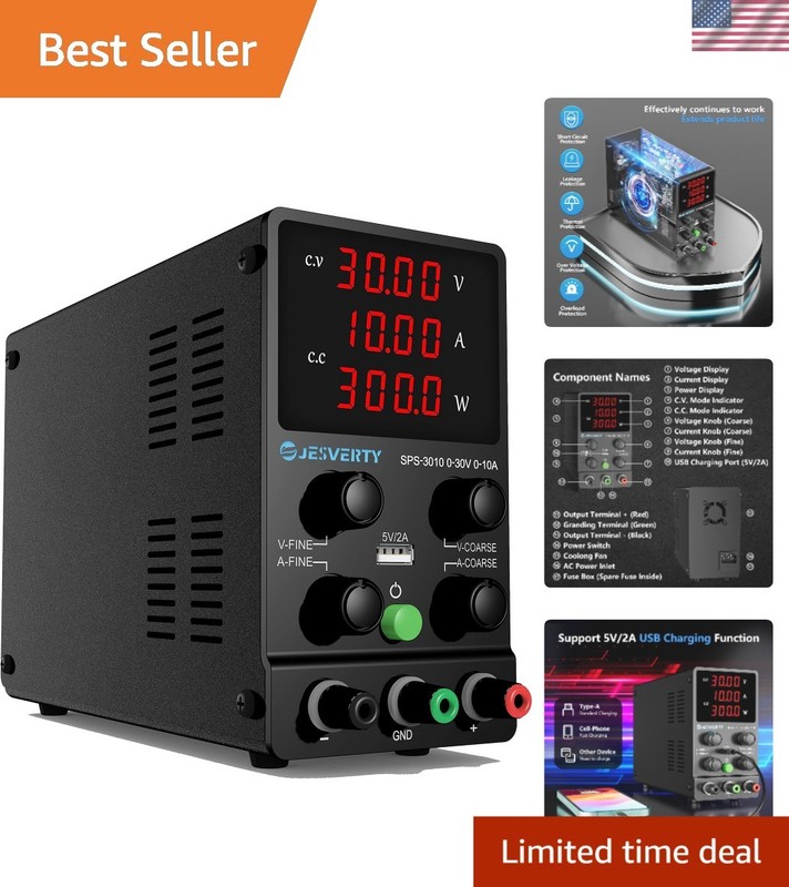 DC Power Supply Variable 0-30V 0-10A Adjustable Switching Bench Power Supply