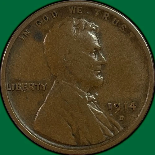 1914-D Lincoln Wheat Cent Fine F Coin #33636