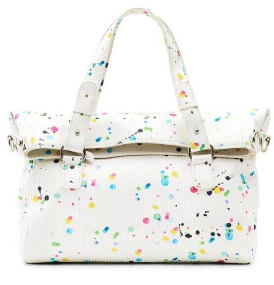 Desigual Borsa Neon Art Loverty Bianca Gocce Multicolore Donna 29x21x15 23SAXPA9