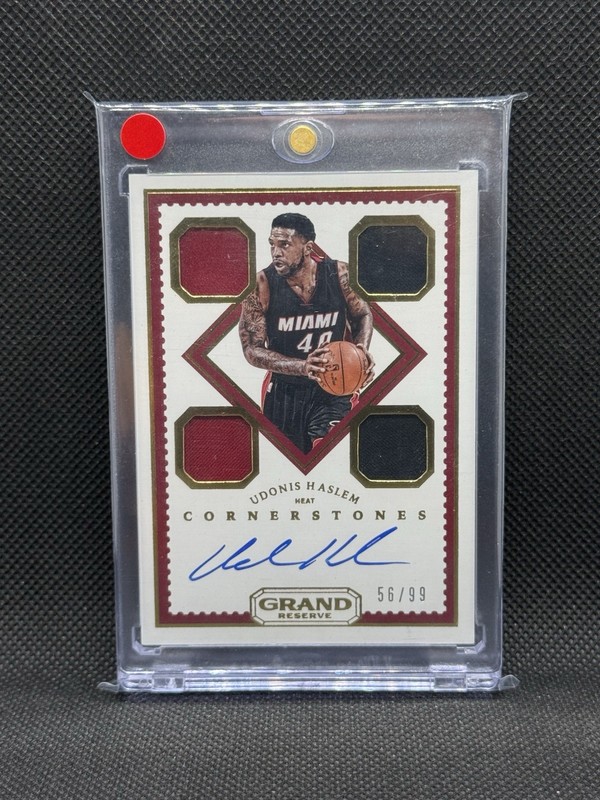 2016 Grand Reserve /99 Udonis Haslem Cornerstones Game Used Patch Auto Heat SSP