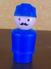 Vtg. Fisher Price Little People Train Conductor  Blue Body Missing Scarf 2 1/4"