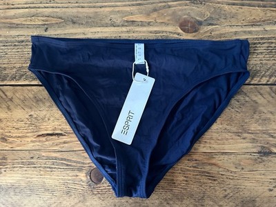 Esprit Women's High Leg Bikini Briefs Navy Blue New