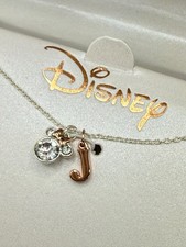 Disney Minnie Mouse Name Initial J Crystal Necklace Rose Gold Tone Delicate NIB