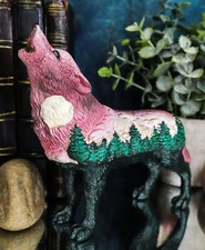 Grande Albero Foresta Nativo Tribale Ululante Lupo Totem Spirito Figurina Collezione 6"L