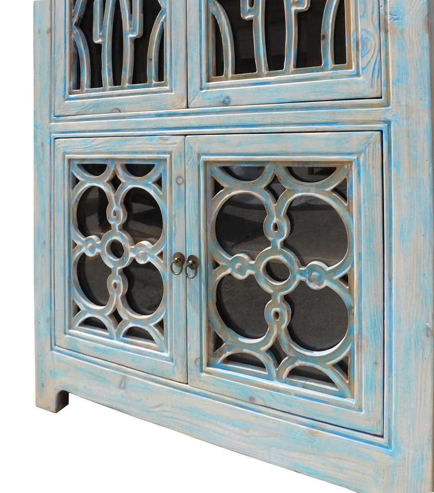 Librería oriental Shabby Chic de vidrio azul china cs1335 Foto 3 de 4