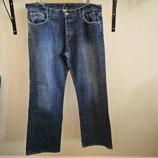 Lucky Brand Jeans Mens 38 x 31 Blue Slim Bootleg Button Fly 
