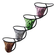 JOCKMAIL Men Leopard print snake Underwear Pouch Briefs Low Rise Thong Jockstrap