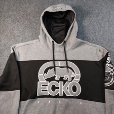 Ecko Unltd Hoodie Men's Large Gray Black Pullover Fleece Casual Long Sleeve