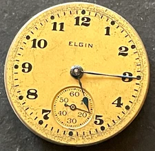 Antique 1912 Lady Elgin 256 Watch Movement Gold Dial Parts Hands 10/0s 17j USA