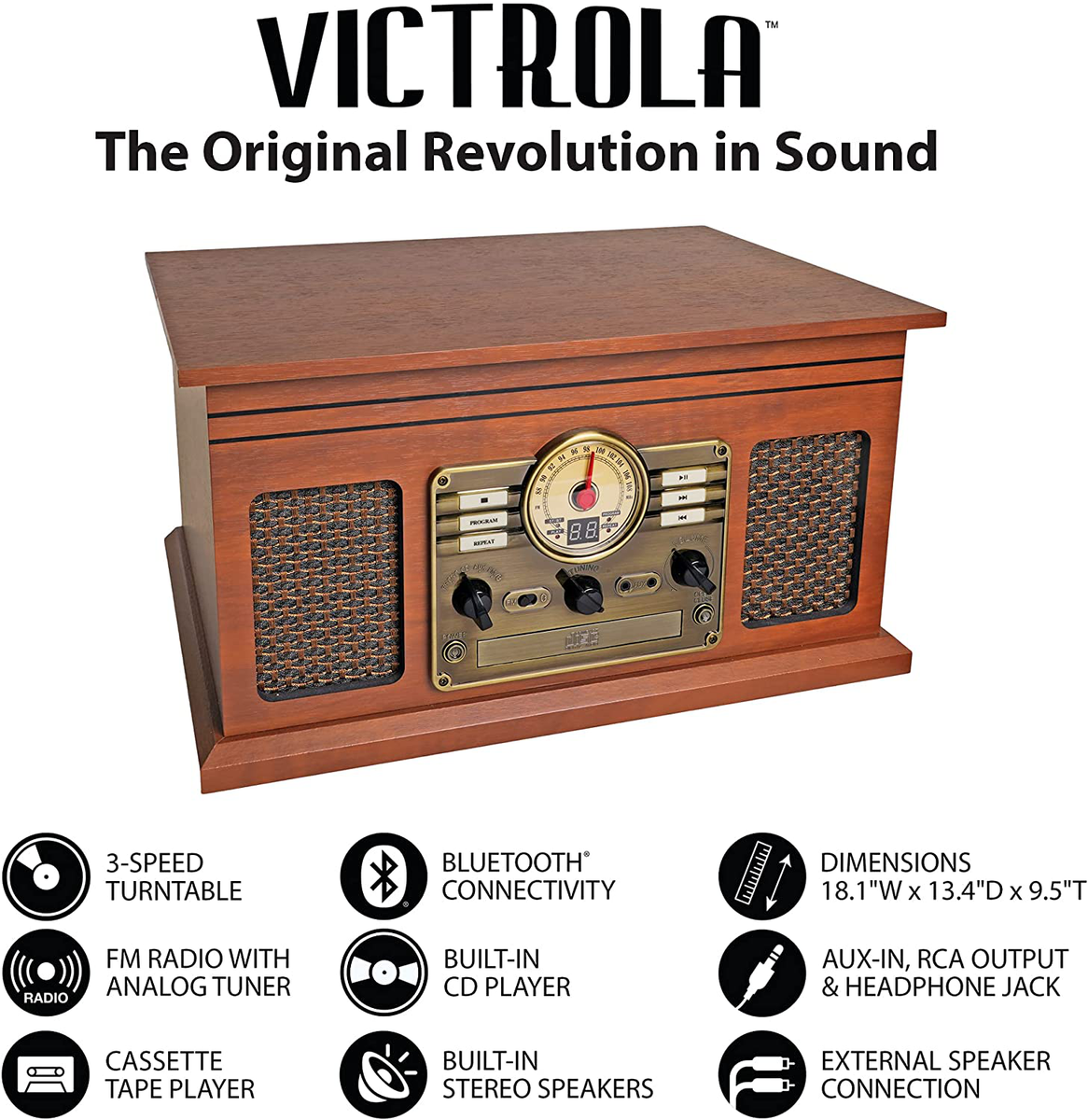 Retro Vintage Radio CD Cassette MP3 Record Player Turntable