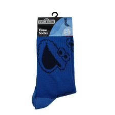 Sesame Street Cookie Monster Mens Size 9-13 Blue Novelty Crew Socks 1 Pair