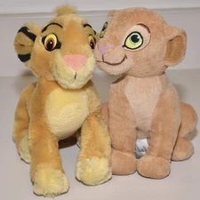 Vtg Disney Lion King Young Simba and Nala Plush Doll Figures