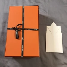 Hermes Empty Box 14 x 8.5 x 5 Inch Orange Drawer Storage Envelope Tissue Ribbon