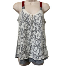 Maurices Lace Overlay Tank Top Sz M Boho Layered Floral Festival Cottagecore