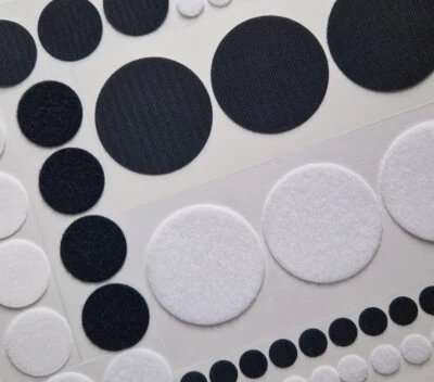 Klettpunkte extra stark selbstklebend schwarz o. weiß Klettband Ø19mm bis 120mm