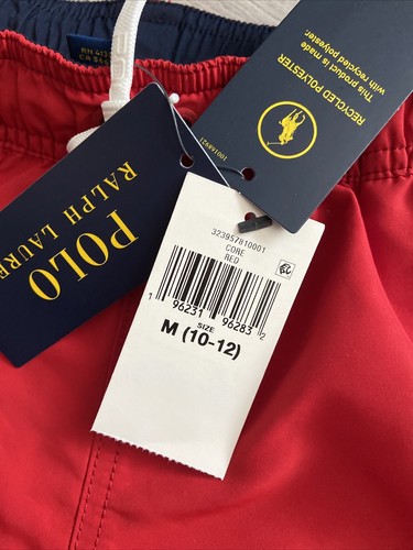 NWT Polo Ralph Lauren swim trunks Youth Sz 10/12 Red stretch waistband - Picture 4 of 7