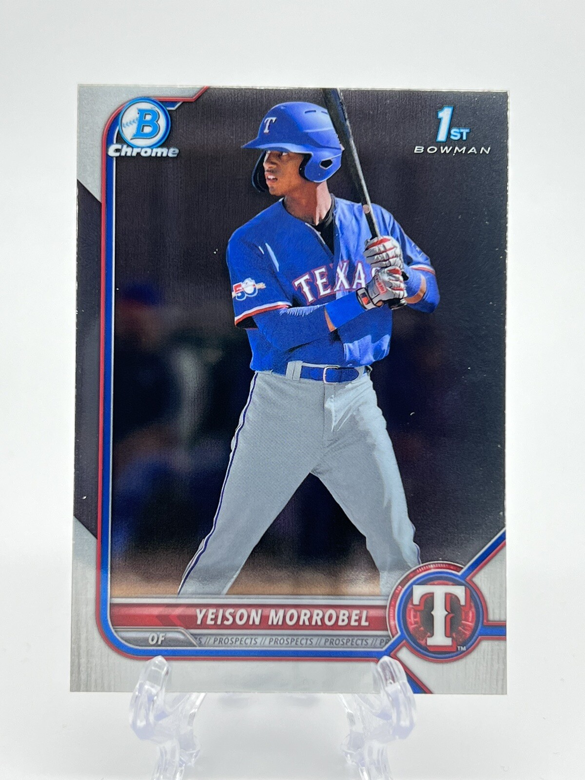 2022 Bowman Chrome Yeison Morrobel Card #BCP-200 1st Bowman Prospect Rangers