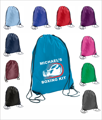 Personalised Name Boxing Kit Drawstring Bag School Gym Bag PE Kit