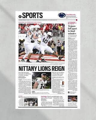 2023 Penn State Nittany Lions Rose Bowl Champions Framed Newspaper