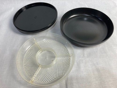Vintage Retro Lacquerware Dish Lidded Nut Serving Tray With Divided Insert Black - Picture 5 of 5