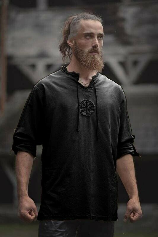 ARC'TERYX Camicia da uomo medievale ricamo lino tunica antico top vichingo costume cosplay