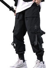 Niepce Streetwear Pants Casual Cargo Joggers with Straps