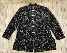 Jbs Ltd Velvet Jacket Women Black Size 16 W Hippie Evening Wear Leaves B13